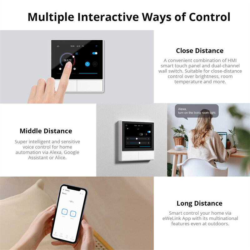 Sonoff nspanel wifi termostato inteligente interruptor de parede ue eua display temperatura tudo-em-um controle remoto com alexa google casa