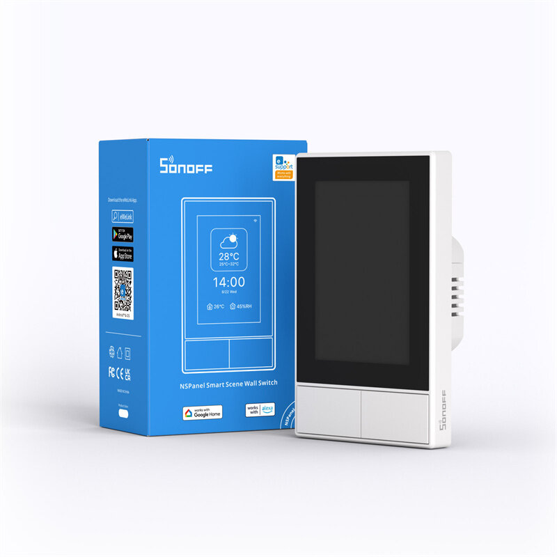 Sonoff nspanel wifi termostato inteligente interruptor de parede ue eua display temperatura tudo-em-um controle remoto com alexa google casa