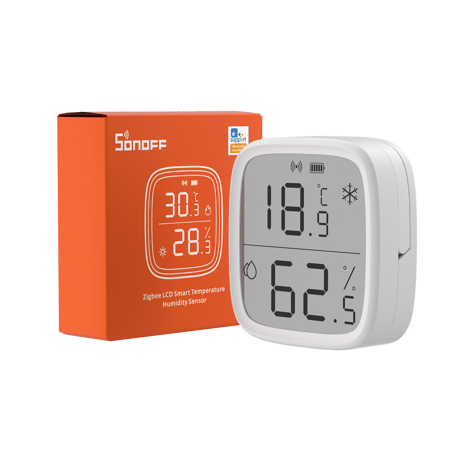 Sonoff SNZB-02D lcd inteligente sensor de umidade temperatura controle app monitoramento em tempo real trabalho com zb bridge-p/zb dongle/painel ns