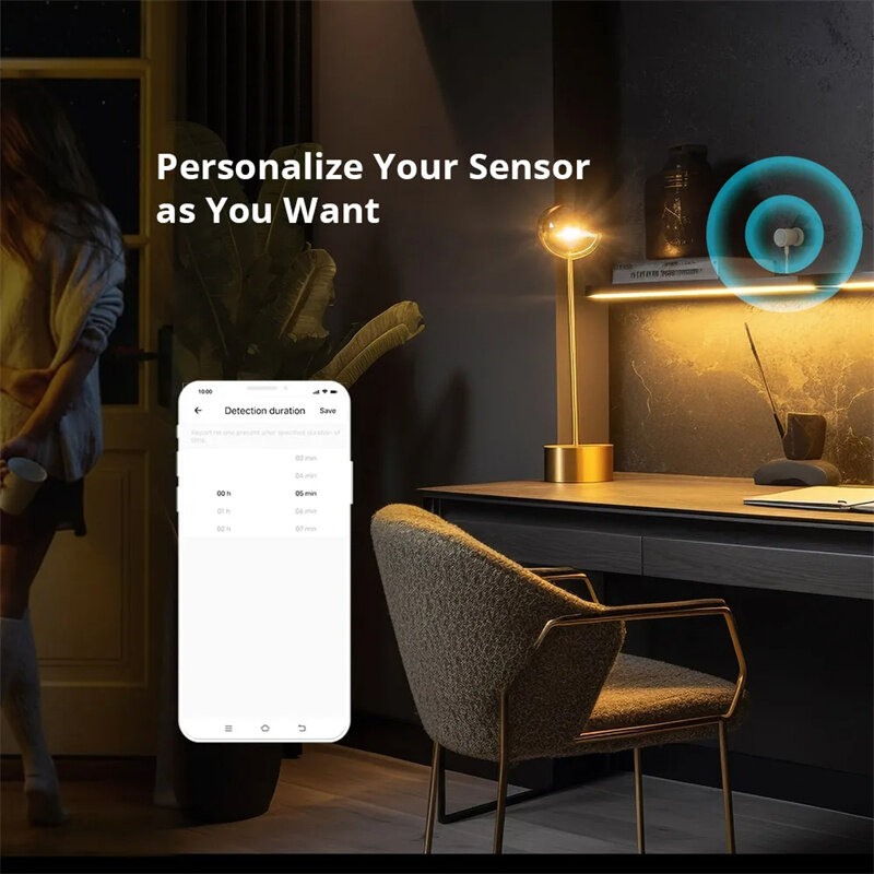 Sonoff SNZB-06P Smart Home Zigbee3.0 Sensor de presença humana Detecção de radar de micro-ondas Detector PIR de corpo inteligente Trabalho com IFTTT Alexa Google Home