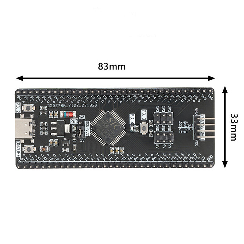 STC8H8K64U STC32G12K128 LQFP64 DIP40 8051 Microcontrolador Núcleo Módulo de placa de desenvolvimento de aprendizagem Download USB Simulação de queima