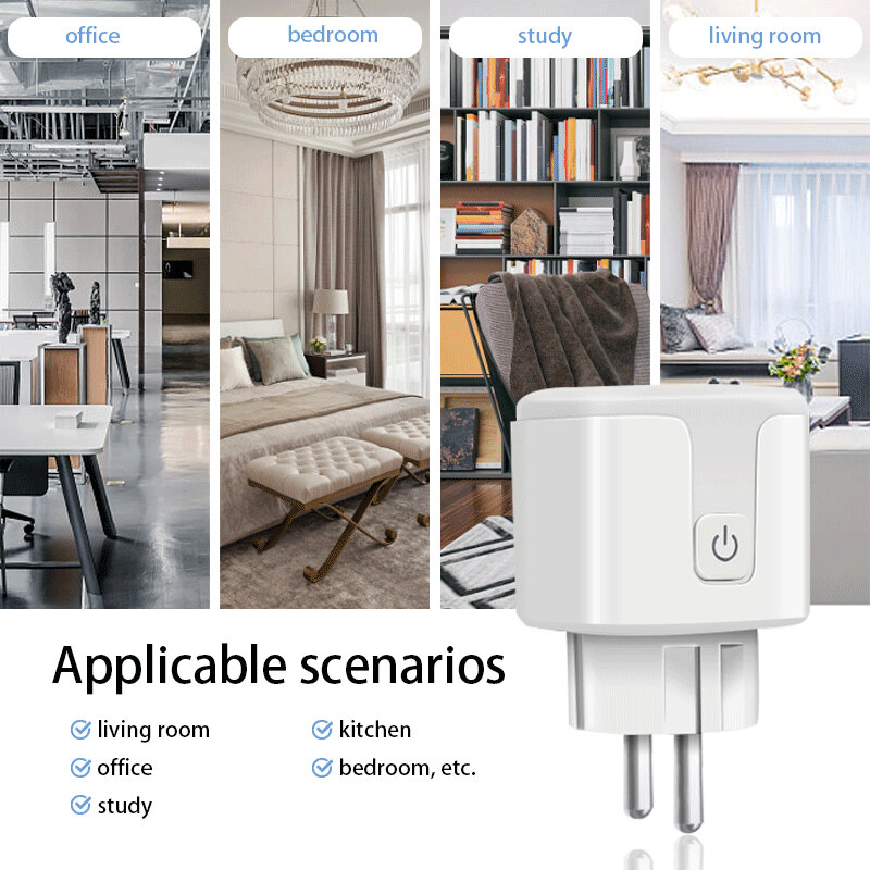 Tuya 16/20a interruptor inteligente wifi plugue da ue monitor de energia inteligente controle voz temporização tomada suporte alexa google casa