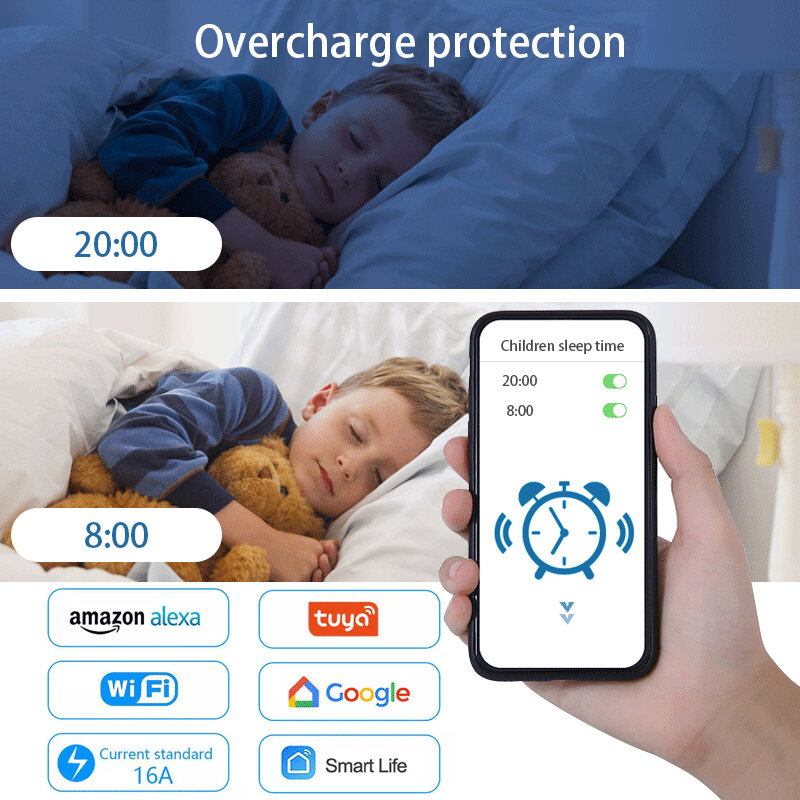 Tuya 16/20a interruptor inteligente wifi plugue da ue monitor de energia inteligente controle voz temporização tomada suporte alexa google casa