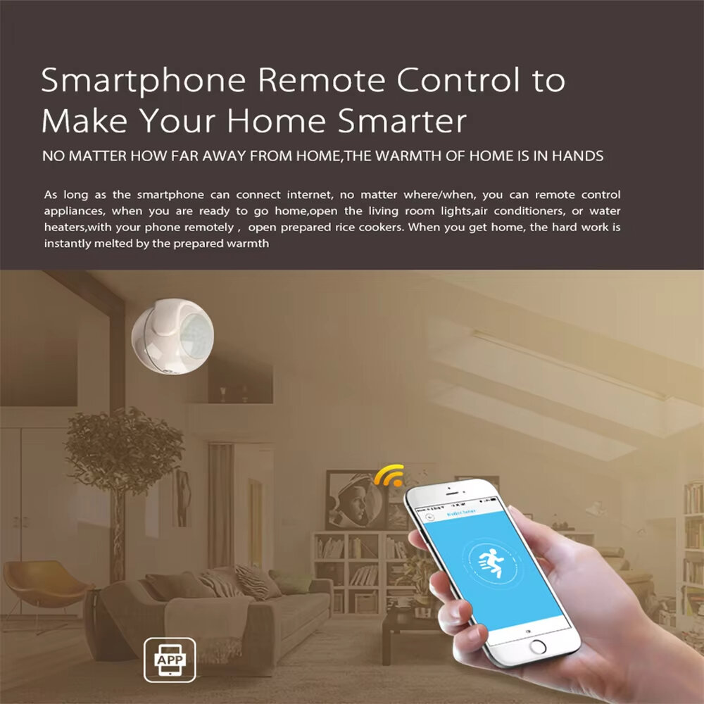 Tuya Smart Wifi PIR Motion Sensor Alarme Detector infravermelho passivo para sistema de alarme de automação residencial Trabalhe com Alexa Google Assistant Smart Life APP IFTTT