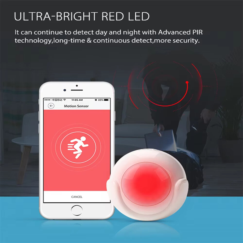 Tuya Smart Wifi PIR Motion Sensor Alarme Detector infravermelho passivo para sistema de alarme de automação residencial Trabalhe com Alexa Google Assistant Smart Life APP IFTTT