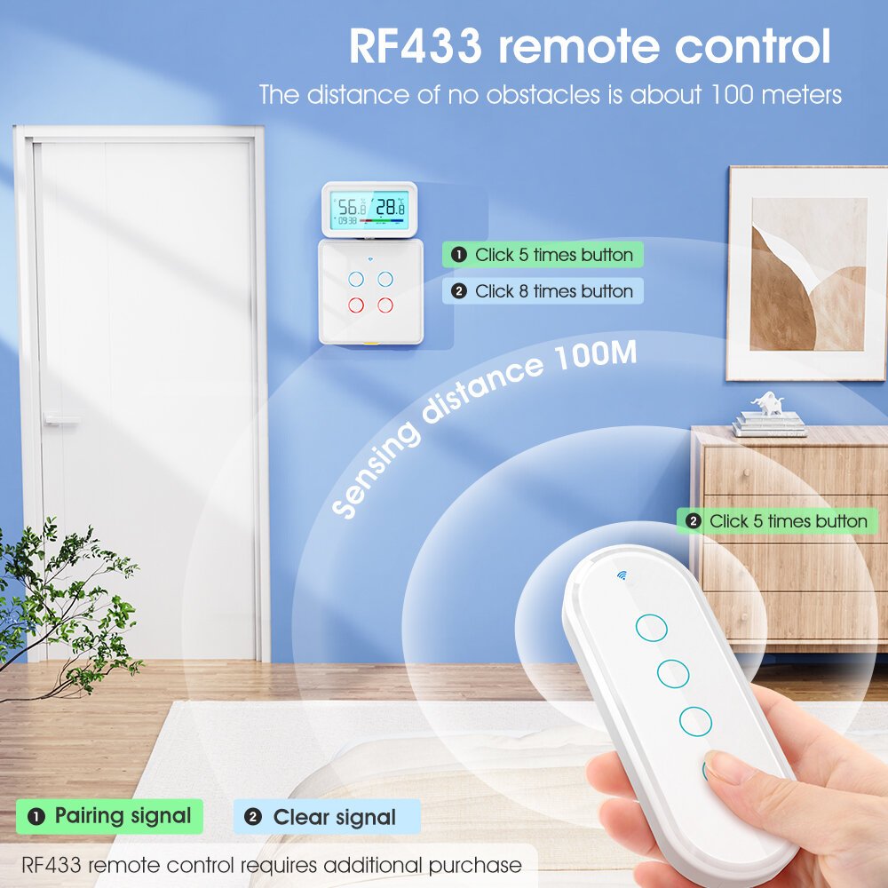 Tuya Smart WiFi RF433 Interruptor de luz montado na parede Controle do painel de toque Função de temporização Controle remoto de APP Controle de voz com Alexa Google Assistant Yandex Tmall Genie