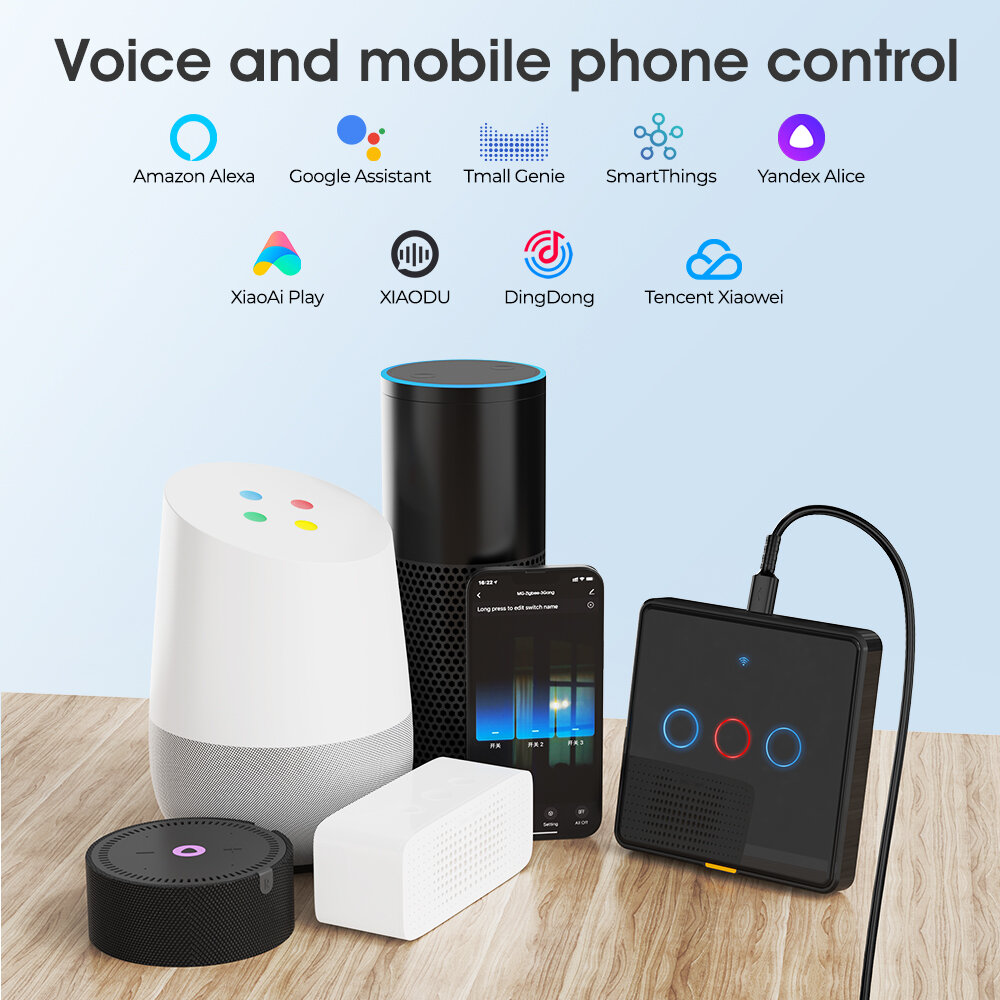 Tuya Smart WiFi RF433 Interruptor de luz montado na parede Controle do painel de toque Função de temporização Controle remoto de APP Controle de voz com Alexa Google Assistant Yandex Tmall Genie