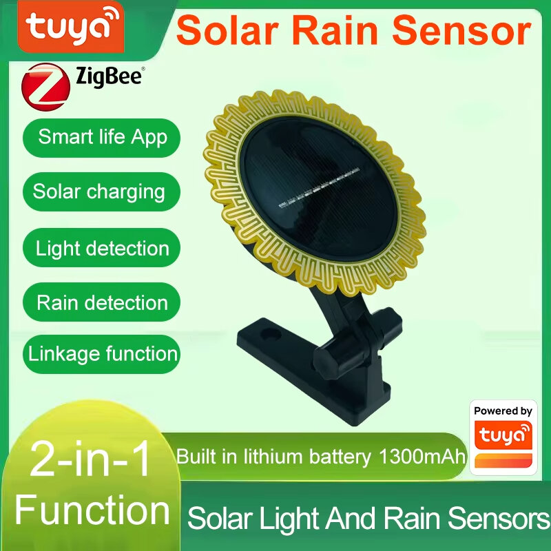 Tuya inteligente zigbe luz solar sensor de chuva carregamento solar detector de água da chuva em tempo real vida inteligente app controlado para casa ao ar livre