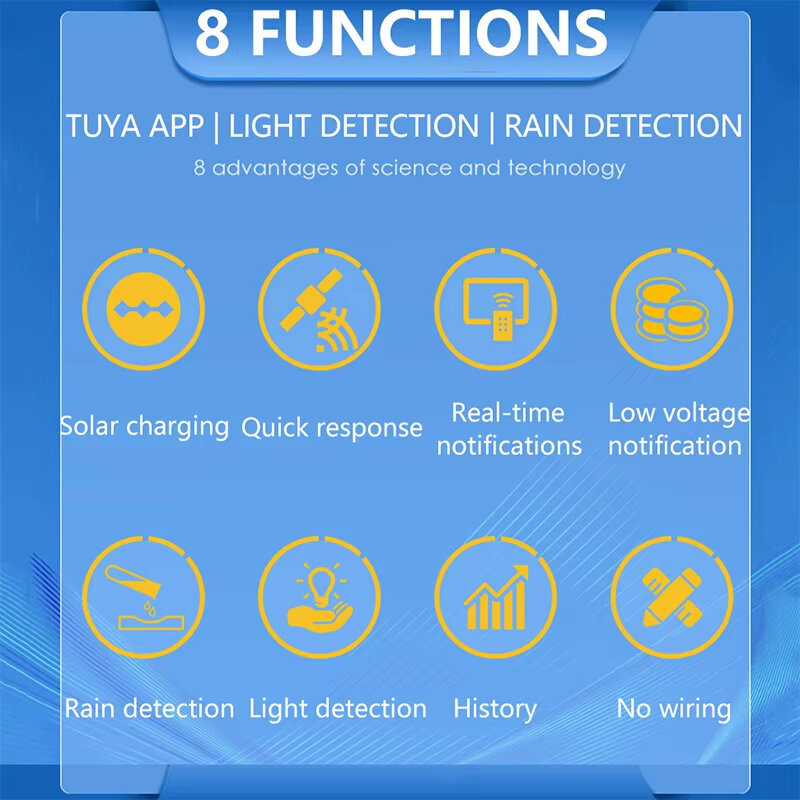 Tuya inteligente zigbe luz solar sensor de chuva carregamento solar detector de água da chuva em tempo real vida inteligente app controlado para casa ao ar livre