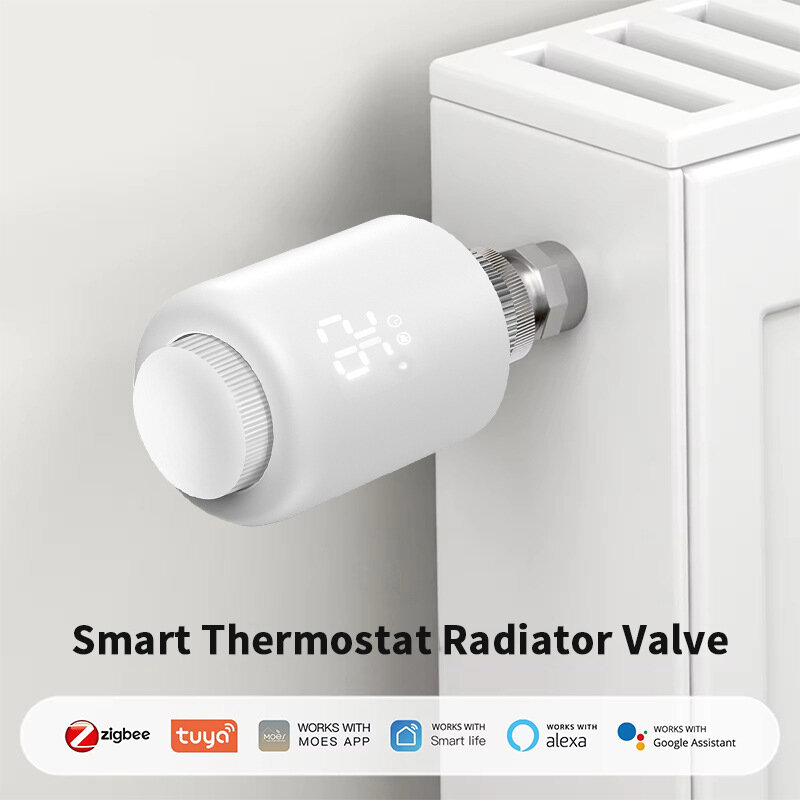 Tuya Smart Zigbee3.0 Termostato Válvula do radiador Configuração de programação de temperatura Função de detecção de janela aberta APP Controle remoto de voz Trabalhe com Alexa Google Assistance