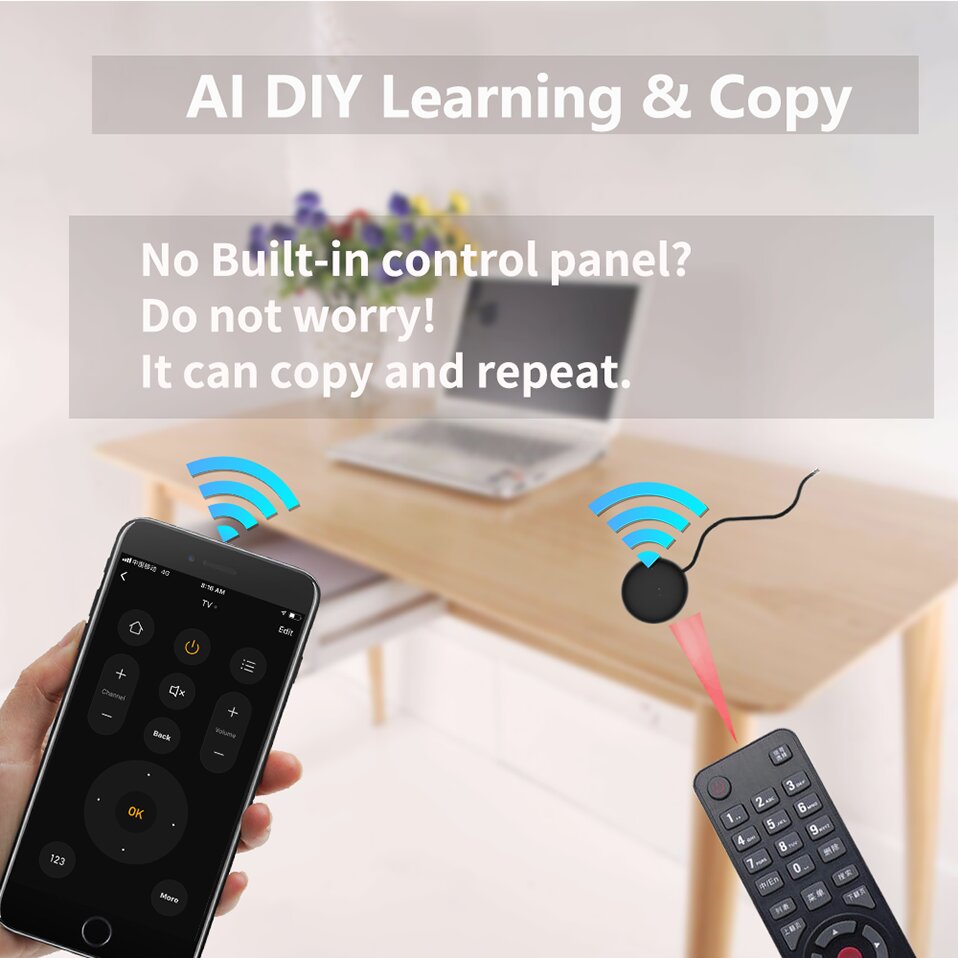 Controle remoto Tuya WiFi IR para casa inteligente para TV e ar condicionado funciona com Alexa Google Home