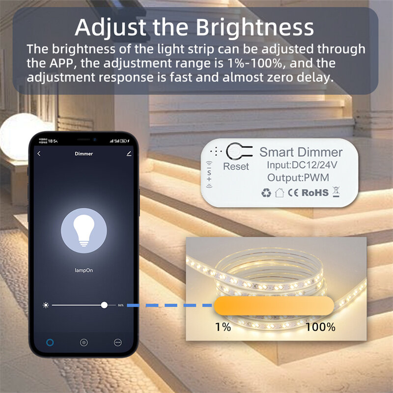 Tuya wifi inteligente dimmer led gabinete luz motorista função de temporização cenas inteligentes app controle remoto voz com alexa google casa