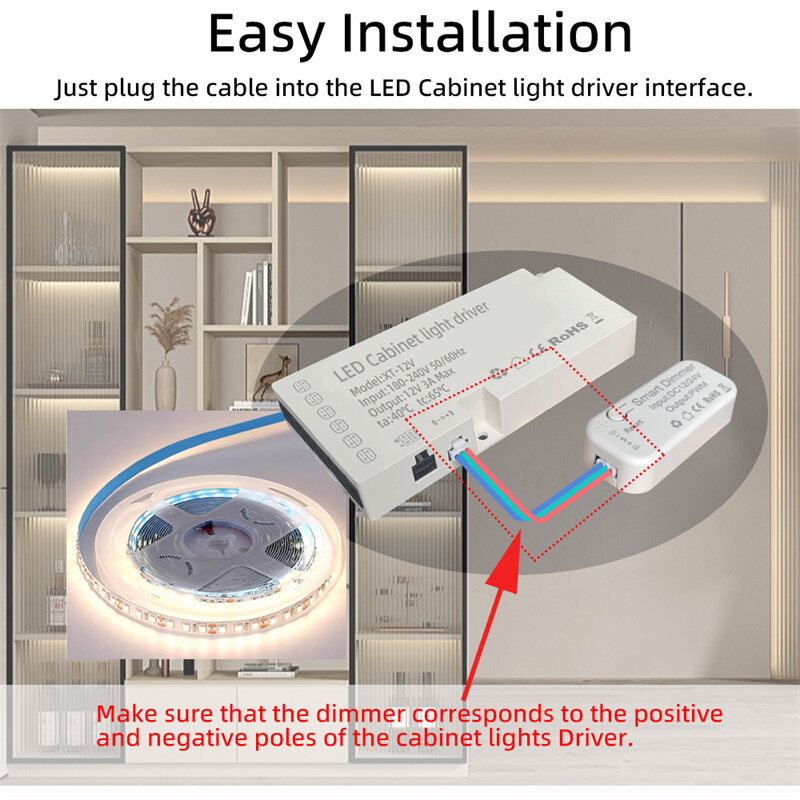 Tuya wifi inteligente dimmer led gabinete luz motorista função de temporização cenas inteligentes app controle remoto voz com alexa google casa