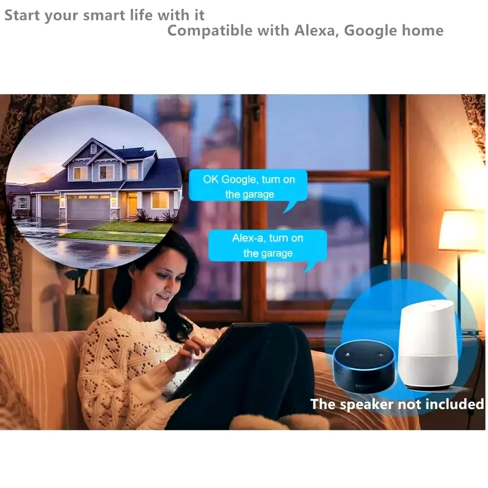 Tuya wifi inteligente controlador de porta de garagem app interruptor inteligente controlado por voz com alexa google home smart life app