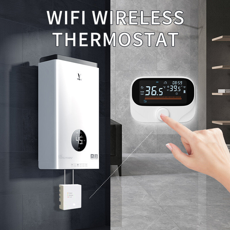 Tuya WiFi Smart Home Termostato sem fio RF Bateria Caldeira a gás Aquecimento de água Controlador de temperatura digital Trabalhe com Alexa Google Home