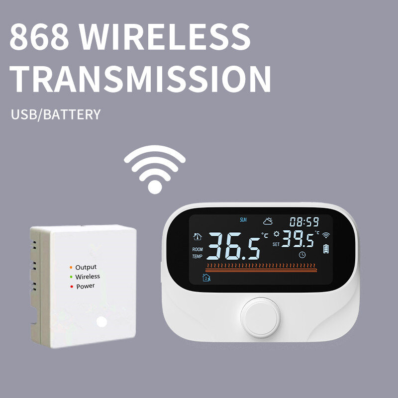 Tuya WiFi Smart Home Termostato sem fio RF Bateria Caldeira a gás Aquecimento de água Controlador de temperatura digital Trabalhe com Alexa Google Home