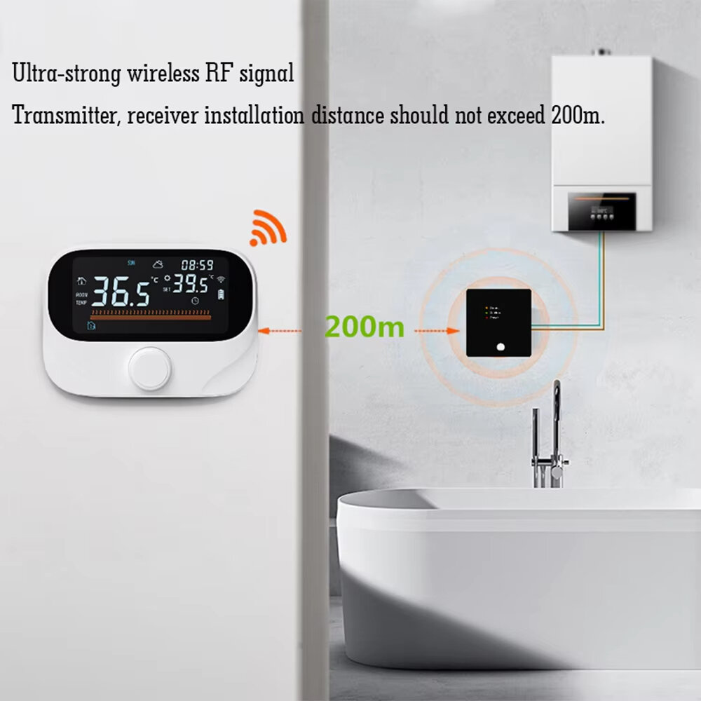 Tuya WiFi Smart Home Termostato sem fio RF Bateria Caldeira a gás Aquecimento de água Controlador de temperatura digital Trabalhe com Alexa Google Home