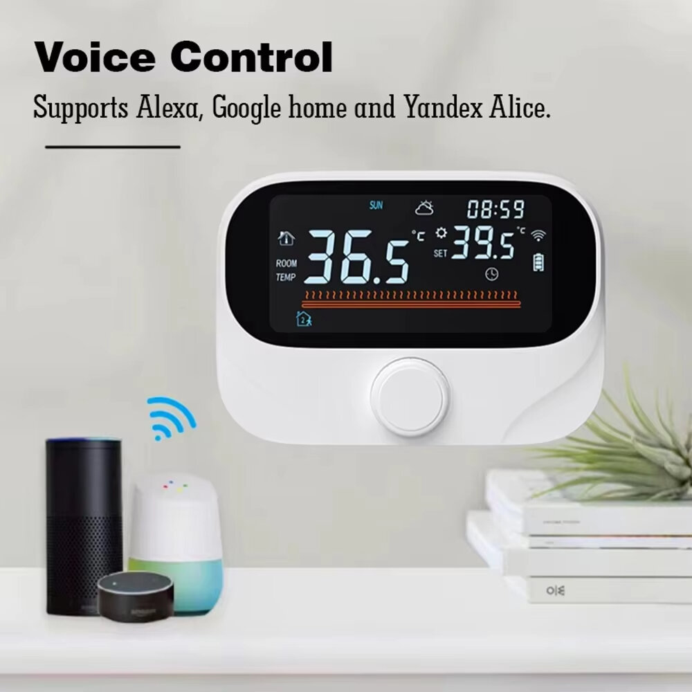 Tuya WiFi Smart Home Termostato sem fio RF Bateria Caldeira a gás Aquecimento de água Controlador de temperatura digital Trabalhe com Alexa Google Home