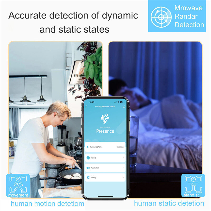 Tuya wifi/zigbe detector de presença humana inteligente corpo humano pir sensor radar detector sensores de movimento suporte assistente casa