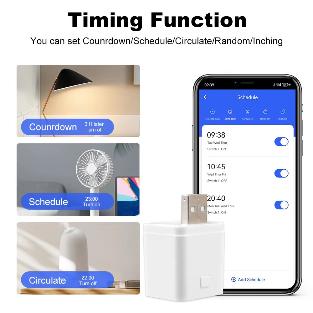 Tuya wifi/zigbe adaptador usb inteligente interruptor 5-12v mini adaptador de energia usb plugue do carregador de temporização para alexa google home