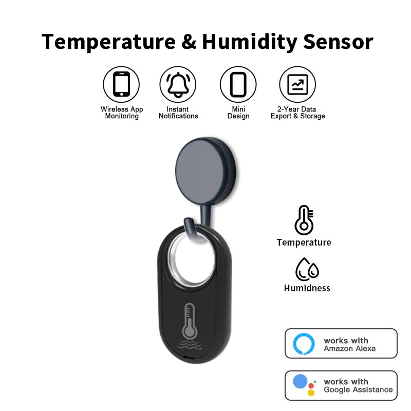 Tuya zigbe pendurado sensor de umidade temperatura removível vida inteligente termômetro detector controle voz com alexa google casa