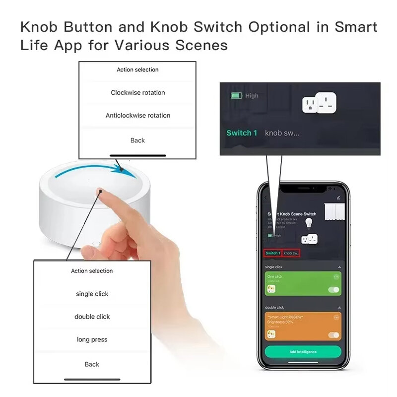 Tuya zigbe inteligente konb cena interruptor dimmer botão botão controlador de automação residencial inteligente diy suporte interruptor assistente casa