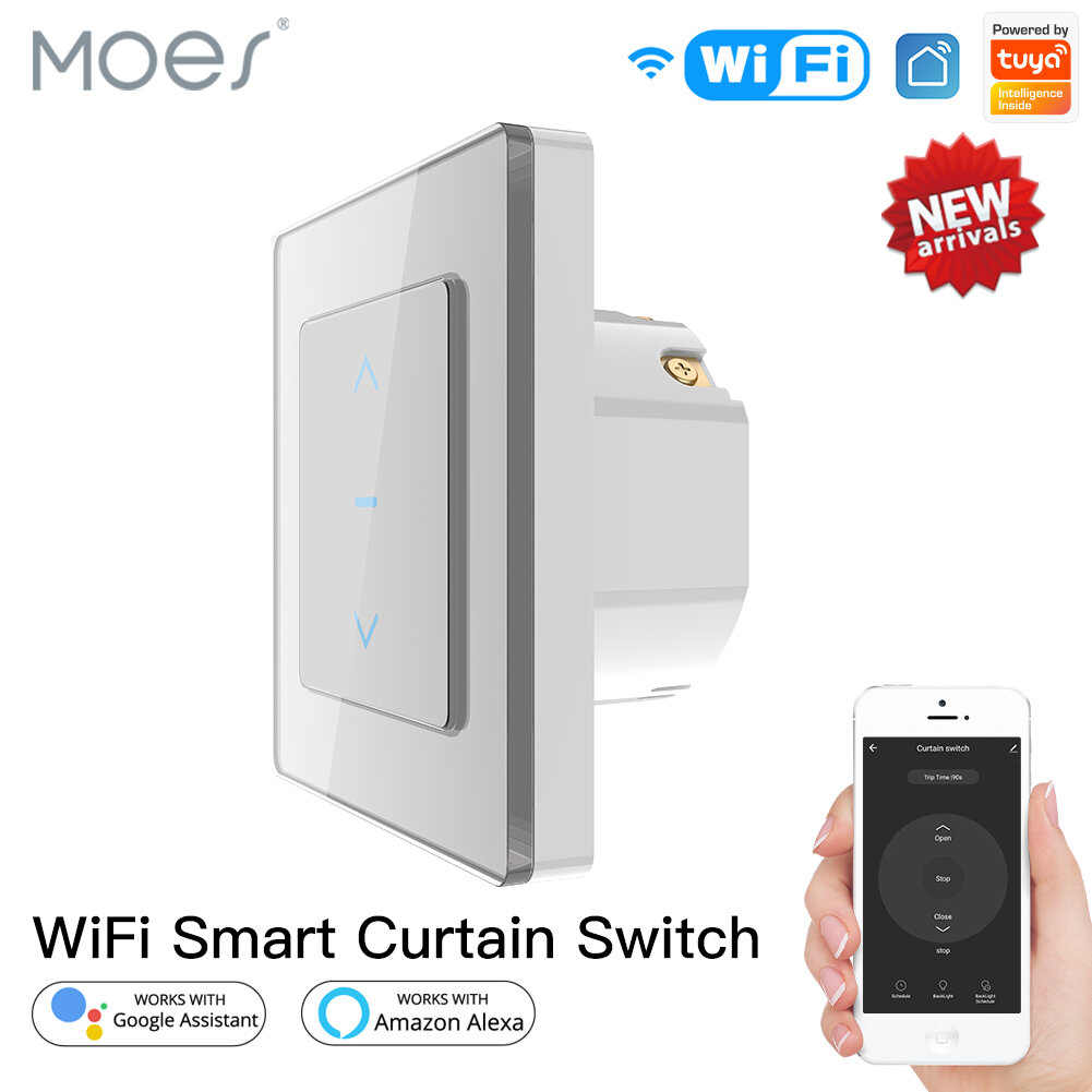 WiFi Smart Curtain Switch Touch Design for Motorized Curtains and Roller Blinds work with Tuya Smart Life App Alexa Google