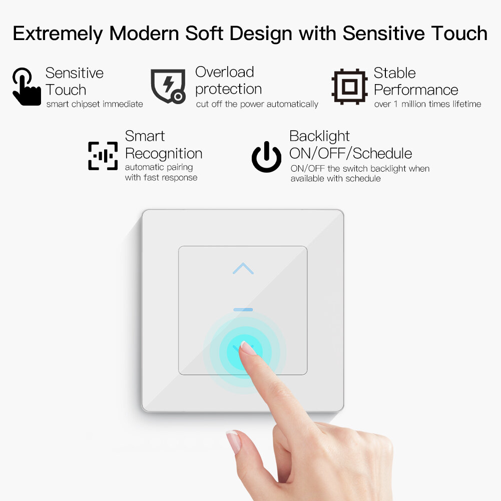 WiFi Smart Curtain Switch Touch Design for Motorized Curtains and Roller Blinds work with Tuya Smart Life App Alexa Google