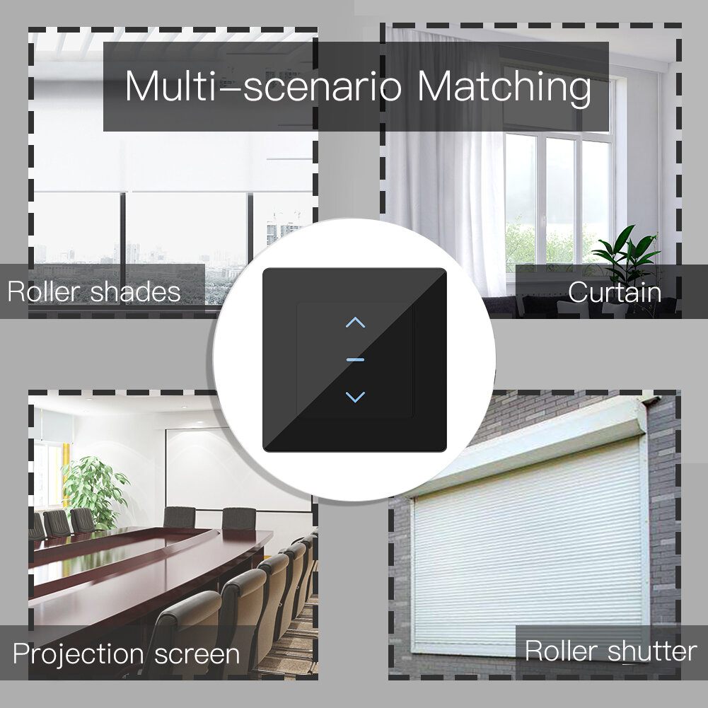 WiFi Smart Curtain Switch Touch Design for Motorized Curtains and Roller Blinds work with Tuya Smart Life App Alexa Google