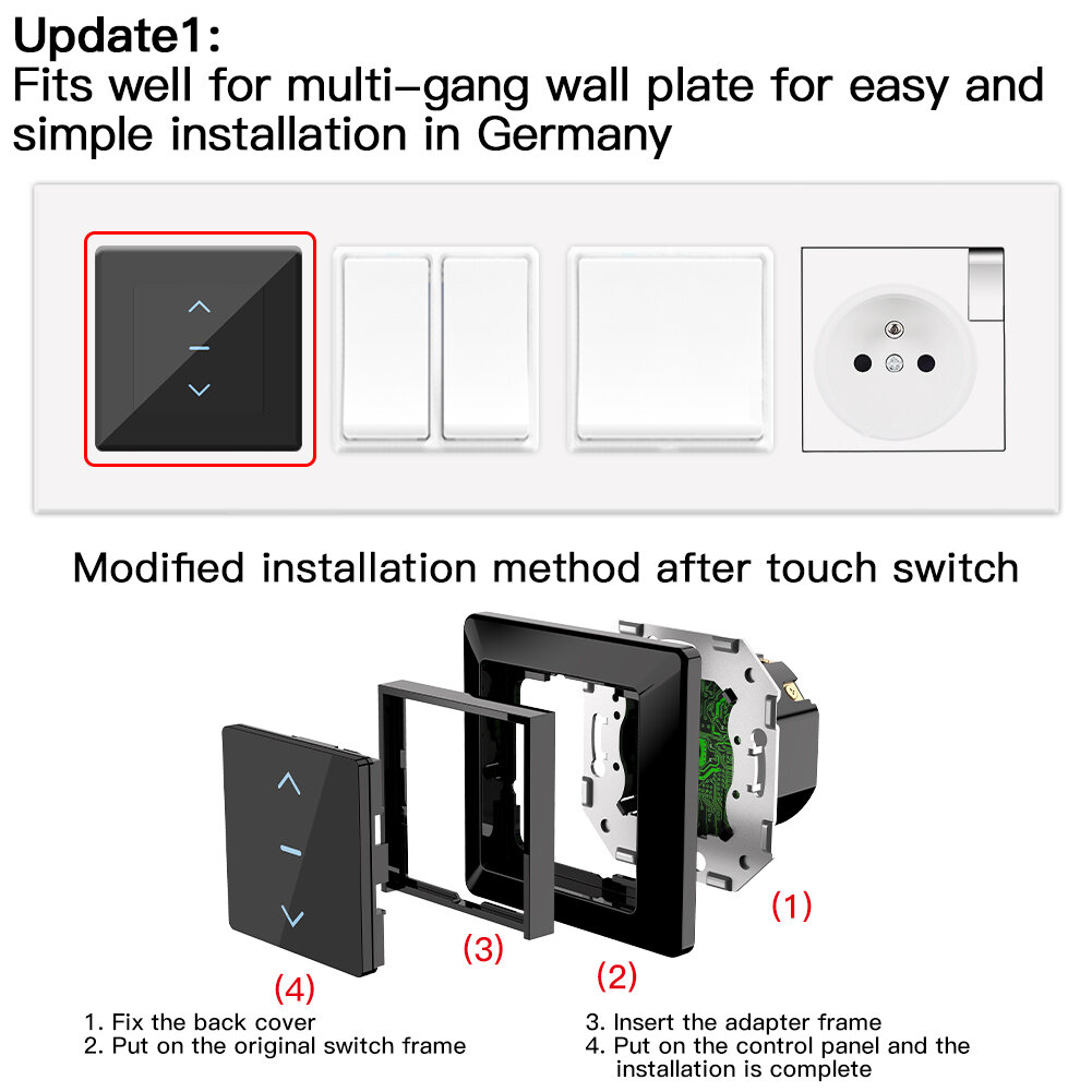 WiFi Smart Curtain Switch Touch Design for Motorized Curtains and Roller Blinds work with Tuya Smart Life App Alexa Google