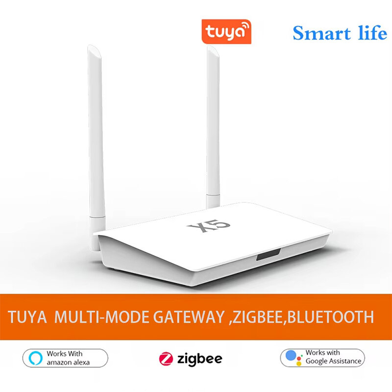 X5 Tuya Smart Zigbe 3.0 Gateway bluetooth Hub com cabo de rede Tomada Conexão com fio Smart Life Controle de voz com Alexa Google Home