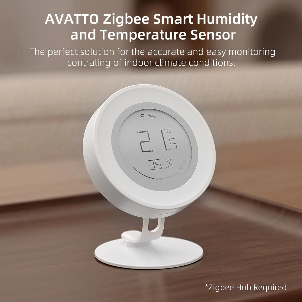 ZWSH16 Tuya Zigbe Regulador de temperatura e umidade interna Digital eletrônico de temperatura e umidade Sensor Trabalhe com Alexa Google Home APP remoto Monitoramento