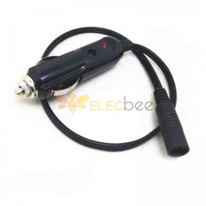 Cigarrillo de coche a DC 5,5*2,1 enchufe hembra cargador de coche encendedor de cigarros Cable de alimentación con Led 1M