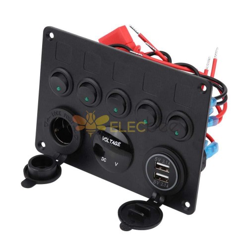 4 Gang 12V Switch Panel ON-OFF Rocker Toggle Waterproof for Boat Marine RV  Truck