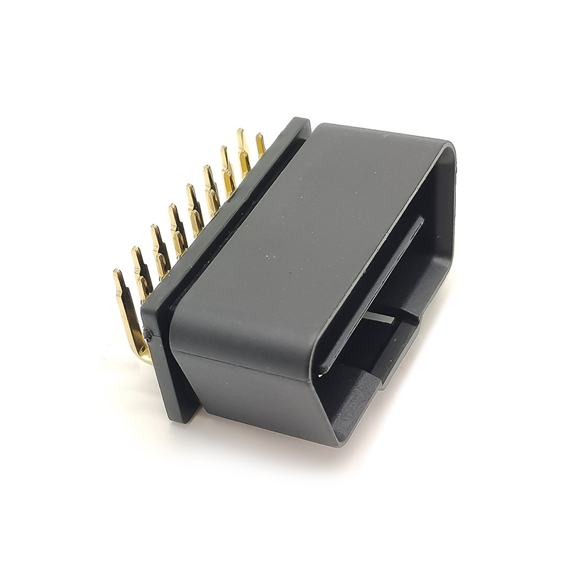 OBD2 16 pinos macho banhado a ouro conector 90° ângulo reto OBD plugue automotivo para caminhão