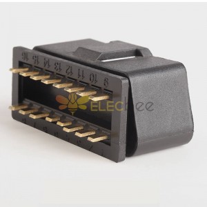 OBD2 Conector chapado en oro macho de 16 pines OBD Enchufe Automóvil 12V