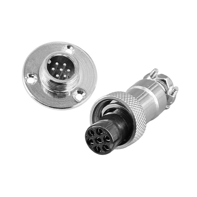 GX12 Aviation  connector  Male and Female (one Pair) 7pin StraightFlange Solder Type IP65 whaterproof connector