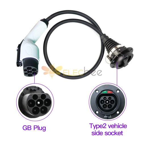 16A 250V EV Fast Charging Adapter GBT Plug to IEC 62196-3 Socket with 1M Cable IP65