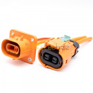 2 针 HVIL 插头高压联锁连接器 23A 2.8mm 直塑料 IP67 电缆 4mm2