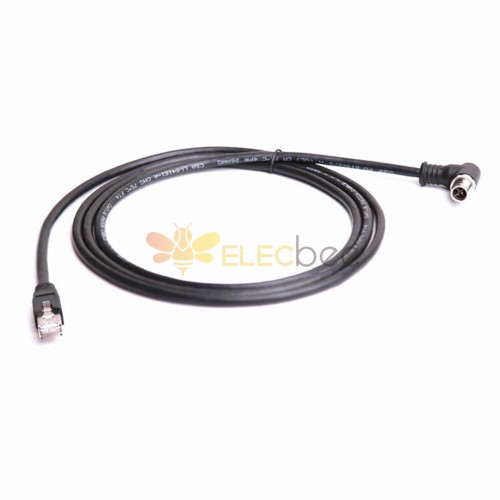 Cables Ethernet M12 X-Code de 8 pines en ángulo recto a RJ45 blindado High Flex 2M