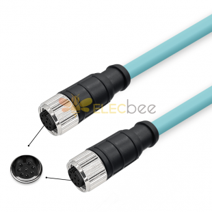 M12 8-poliges A-Code-Buchse auf Buchse, hochflexibles Cat7-Industrie-Ethernet-Kabel aus PVC