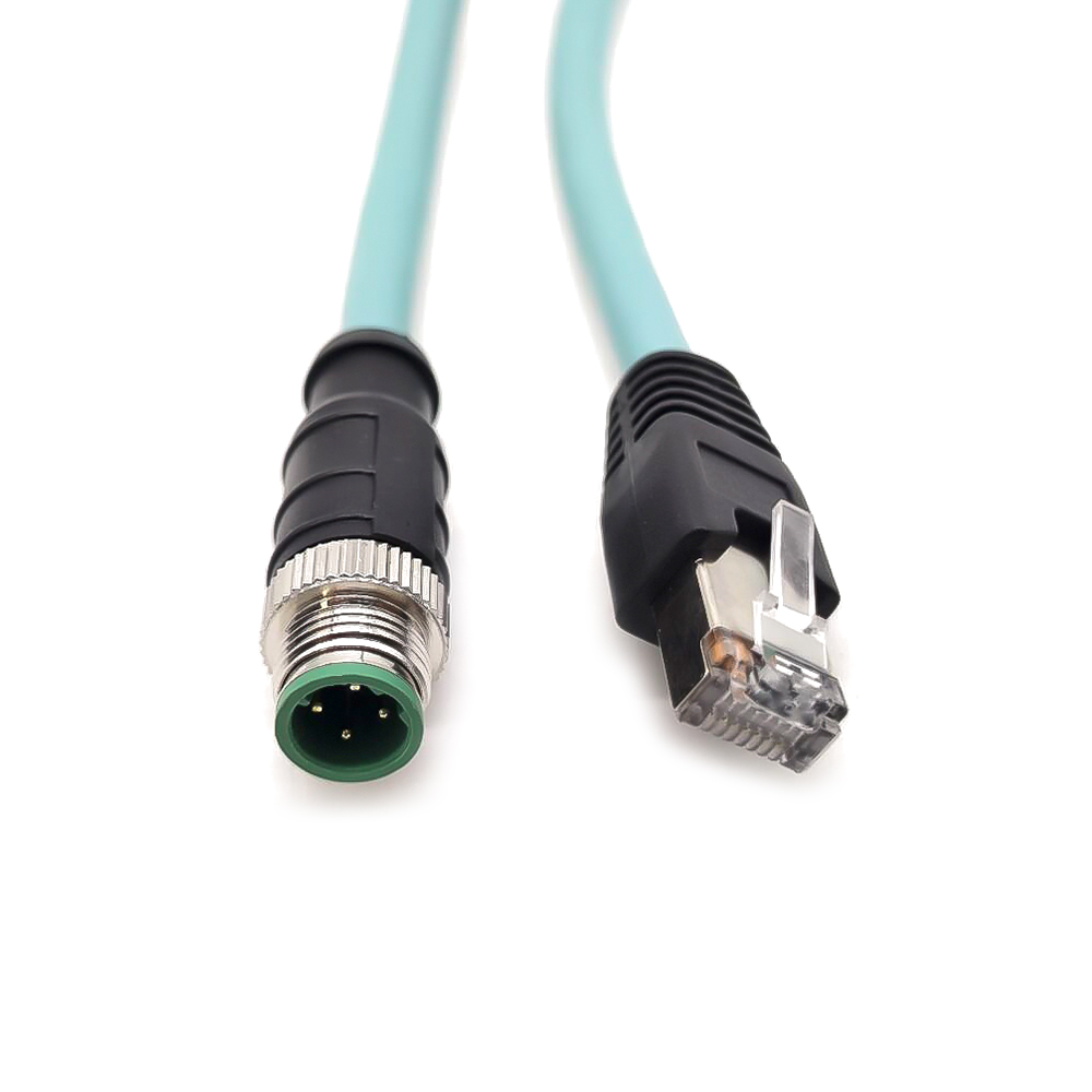 M12 D-Coded 4 Broches Mâle vers RJ45 Gigabit Ethernet Haute Flexible Interface Cat7 Câble Blindé