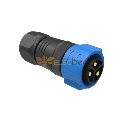 Conector wireable de campo de travamento automático m25 plugue macho reto de 3 pinos para cabo 24awg