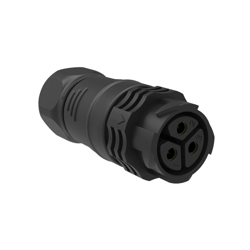 Conector wireable de campo de travamento automático m25 plugue fêmea reto de 3 pinos para cabo awg24