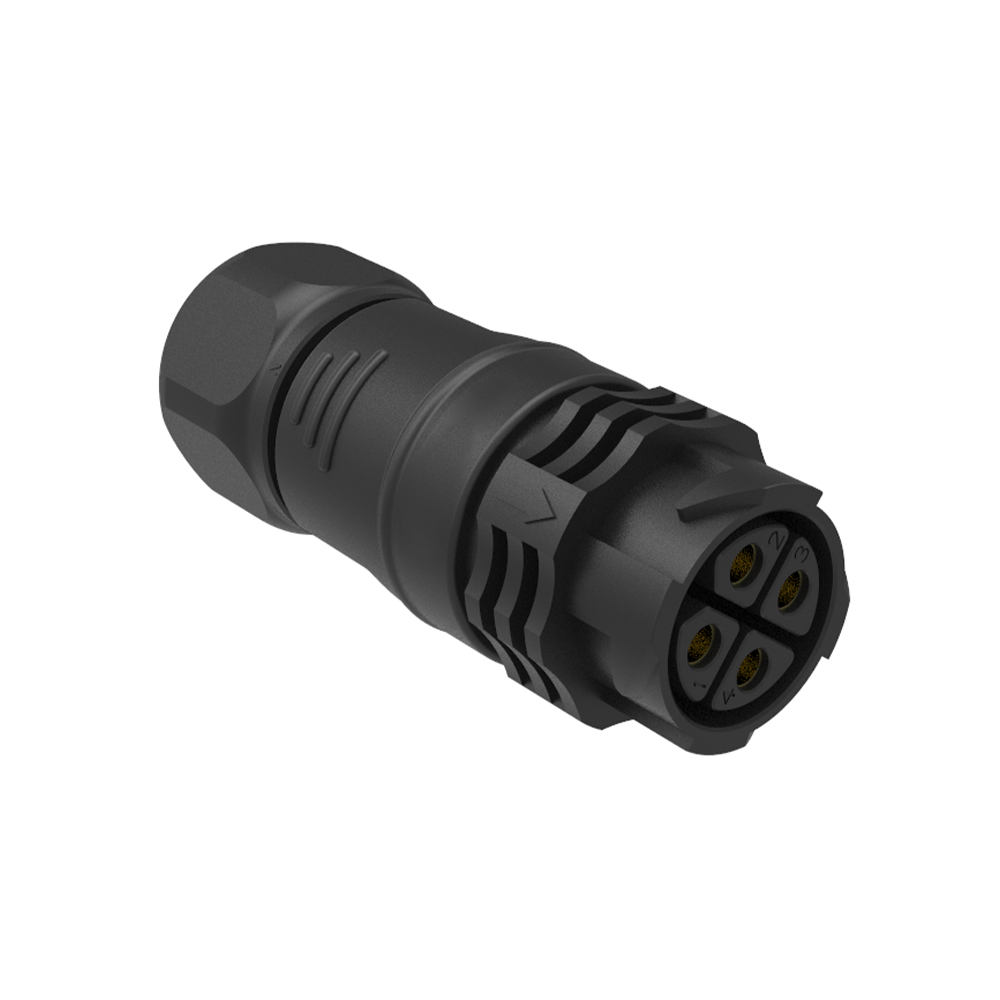 Conector wireable de campo de travamento automático m25 plugue fêmea reto de 4 pinos para cabo awg24