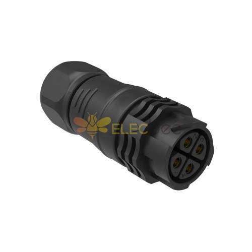 Conector wireable de campo de travamento automático m25 plugue fêmea reto de 4 pinos para cabo awg24