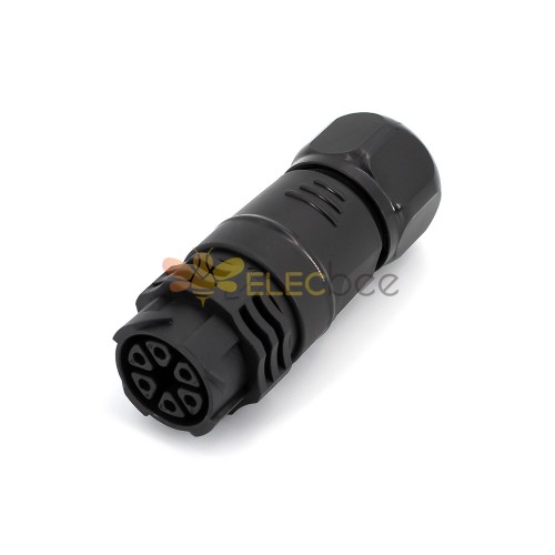 Conector wireable de campo de travamento automático m25 plugue fêmea reto de 6 pinos para cabo awg24