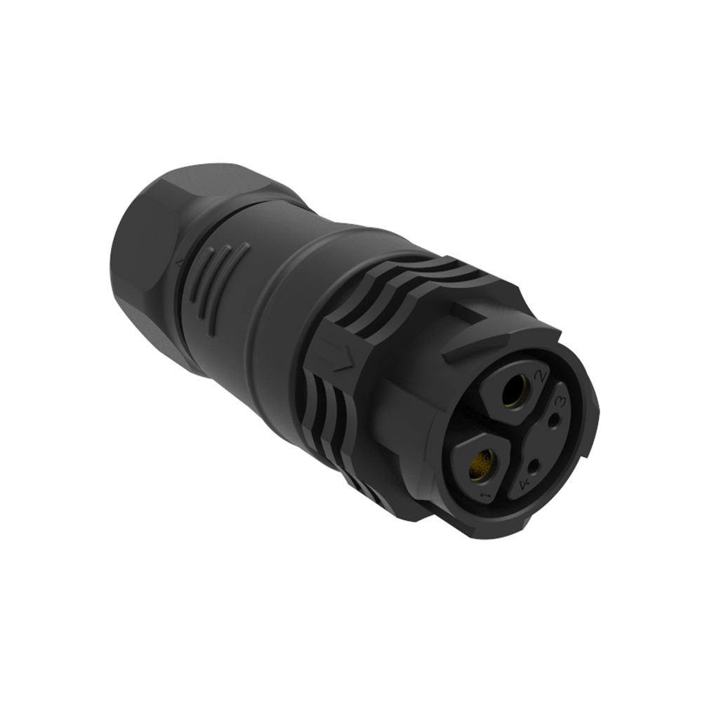 Conector wireable de campo de travamento automático m25 plugue fêmea reto de 4 pinos para cabo awg24