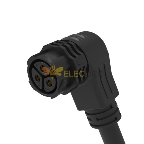 Conector de cabo moldado com travamento automático M25 Plugue fêmea em ângulo reto de 3 pinos para cabo AWG24