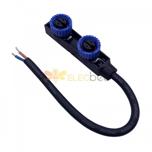 F Tipo M15 Conector a prueba de agua Conector de alimentación LED de aviación industrial de 2 pines Hembra dual con cable cuadrado 1.0